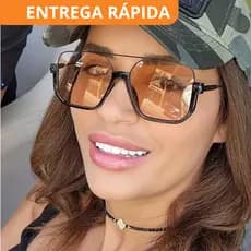 Óculos Aviador Lente Amarela Moda Blogueira Estilo Premium
