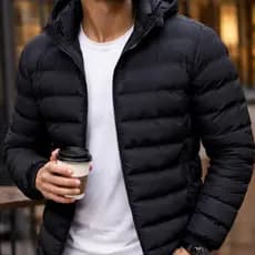 Jaqueta Bobojaco Nylon Impermeável Nylon Puffer Com Bolso e Capuz removivel