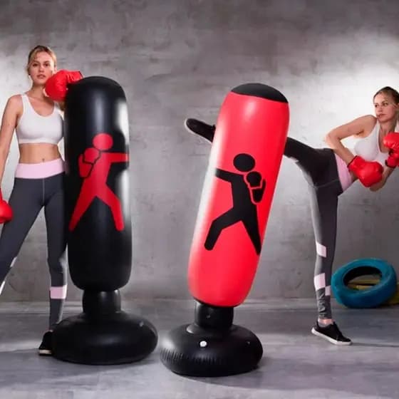 Saco de  Pancada Inflável 1,60 m – Boxe, Muay‑Thai, Crossfit – Treino em Casa