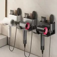 Prateleira sem perfuração para secador de cabelo de banheiro