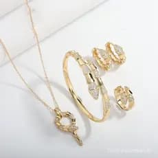 Conjunto de Joias de Luxo para Mulheres, Colar em Forma de Cobra com Zircônia, Conjunto de 4 Peças