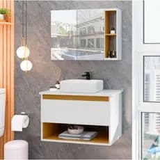 Conjunto Gabinete de Banheiro com Espelheira com Cuba Florence Cores
