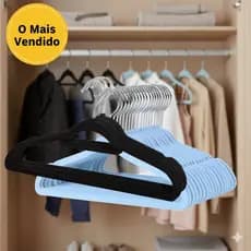 Kit 10 Unidades Cabide Infantil Veludo Azul ou Preto Aveludado Organização Closet
