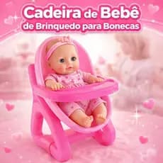 Cadeira de Bebê de Brinquedo para Bonecas Balanço Menina Cadeirão Alimentação Casa Passeio