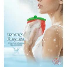 Esponja Corporal em Formato de Morango Fruta Vermelha Acessório De Banho Bucha Adulto Infantil