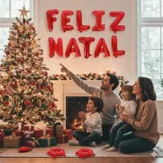Kit de Balões Metalizados "FELIZ NATAL" – 37cm com Assoprador + Fitilho Final de ano Festas
