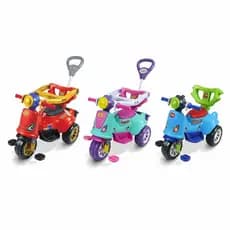 Carrinho Passeio Maral Avespa Menino/ Menina Triciclo Infantil Haste Empurrar Pedal Proteção Lateral