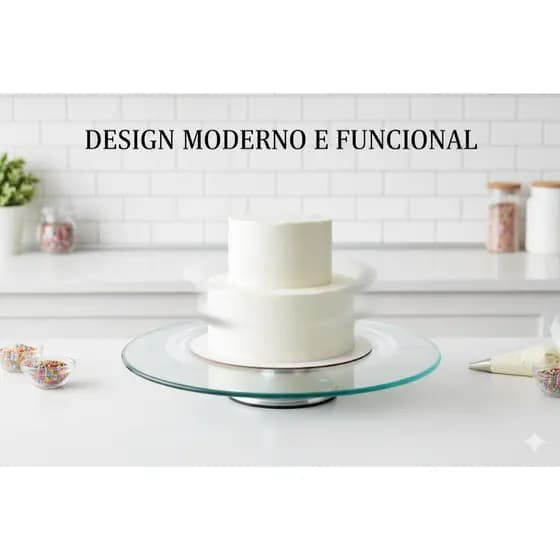 Prato Suporte Giratório de Vidro 30cm – Prato para Bolo, Sobremesas e Confeitaria Bailarina
