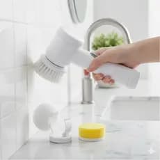 Escova Giratória Elétrica Bucha Multiuso Recarregável com USB – 3 Cabeçotes | Branca - Limpeza