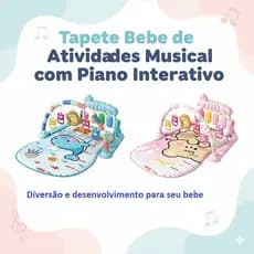 Tapete de atividades infantil Bebê Musical com Piano Interativo  + 3 meses - Rosa ou Azul - Presente