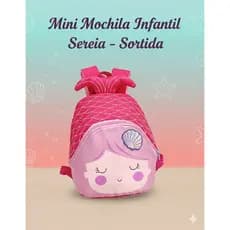 Mini Mochila Infantil Sereia Brilhante Com Concha Pequena Escolar Passeio Menina Alça Acolchoada