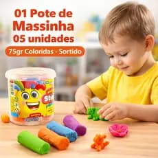 03 Potes de Massinha 05 unidades 75gr Coloridas - Sortido Criatividade Habilidades Manuais