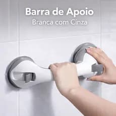 Barra de Apoio - Branca com Cinza Multiuso sanitário banheiro Idosos deficientes físicos gestante