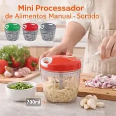 Mini Processador de Alimentos Manual - Sortido Cortador Corda Triturador Cozinha Prático Receitas