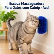 Escova Massageadora Para Gatos com Catnip Relaxante Design Ergonomico - Azul
