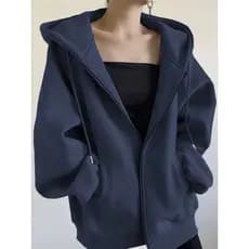 Blusa Moletom  Feminina Flanelada Fechamento Em Zíper Casual