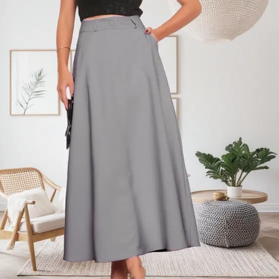 Saia Longa Feminina Alfaiataria Moda Evangélica Casual Básica Inverno Cintura Alta