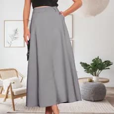 Saia Longa Feminina Alfaiataria Moda Evangélica Casual Básica Inverno Cintura Alta