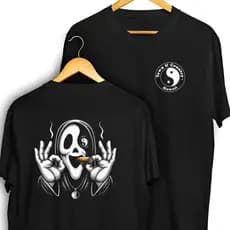 Camisa Town E Country Hawaii Frente e Verso Ghost Face Charuto Ying Yang Mandrake Camiseta 100% Algodão