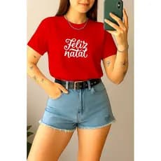 Camiseta Basica Feminina Feliz Natal Final de Ano 100% Algodão Envio Imediato