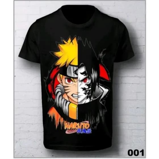 Camiseta Infantil Anime Unisex Naruto Vs Sasuke Uzumaki Shipudden Camisa