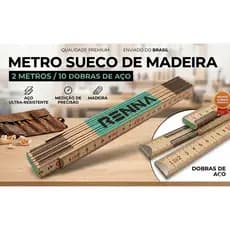 Kit 2 Metros Suecos Dobráveis 2m de Madeira Renna