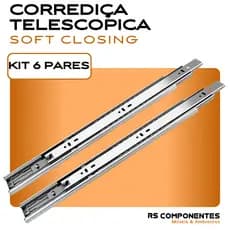 Kit 6 Pares Corrediça Telescópica 45cm H45 Reforçada