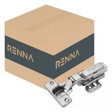 Kit 50 Dobradiças Curvas Click 35mm Inox com Amortecedor Renna