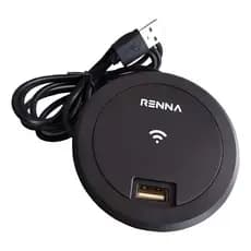 Carregador Wireless de Embutir 10W com Usb Renna Preto