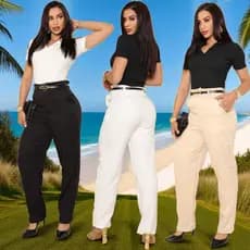 Calça Social Feminina Alfaiataria Cintura Alta Reta Elegante Trabalho Escritório Moda Casual.