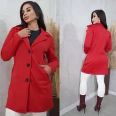 Casaco Sobretudo Femenino Elegante Moletom Poliéster Inverno  Frio Com Bolsos e Botões M G GG