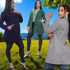 CASACO FEMININO SOBRETUDO ELEGANTE  CONFORTAVEL COM BOLSO LÃ BATIDA M-G.