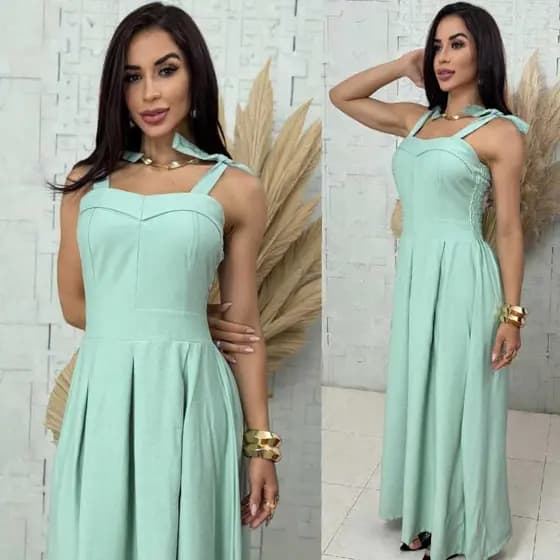 Vestido Longo Feminino Sensorial Marrant com Bojo, Elástico nas Costas e Alças de Amarrar