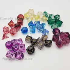 Jogo de Tabuleiro RPG Camaleão Flutuante de Seda Duas Cores Jogo de Dados Dupla Cor Intermitente Dot Starry Sky DND
