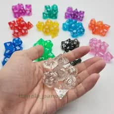 Conjunto de Dados Poliédricos Translúcidos -  para Dragões, Pathfinder, D&D e RPG