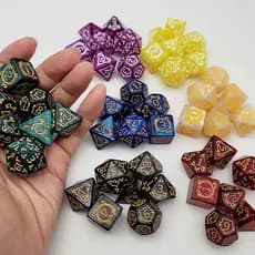 Conjunto de Dados Acrílico com Padrão de Dragão 7 Peças para DND, Pathfinder, D&D e RPG