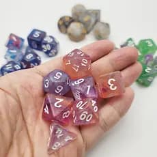 Conjunto de 7 Peças de Dados Poliédricos Coloridos – para DND e RPG