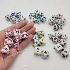 Jogo de Dados Monocromático de Tabuleiro de Dados Multifacetado para RPG DnD D&D Chamado de Cthulhu Tormenta20 Dungeons And Dragons