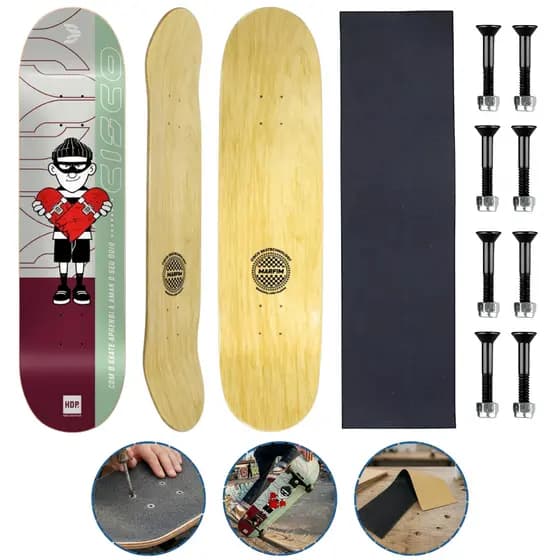 Shape Marfim Cisco Skate com Lixa Emborrachada e Parafusos de Base Phillips HDP Purple