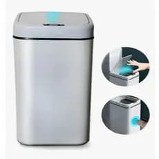 Lixeira Automática Sensor De Proximidade 20/17/12 Litros de Pilha Cinza e Branca