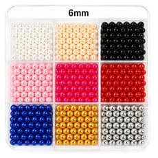 Pérolas de ABS Inteiras com Furo 6mm 500 peças Várias Cores