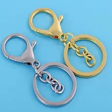 25 peças de Argola de Chaveiro 30MM com mosquetão dourado ou níquel