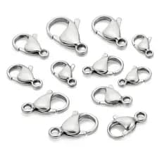 Fecho Lagosta Aço Inox Para Bijuterias e Artesanato 50 Peças 9/10/11/12mm