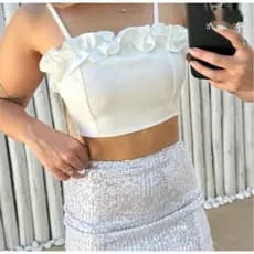 cropped com bojo alfaiataria com babados moda feminina A-3