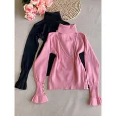 kits blusa com bortao gola alto inverno moda feminina