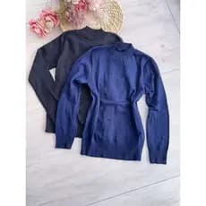 Kits 2pcs,Blusa de frio tricô #MX1-27 manga longa básica suéter gola redonda para inverno moda feminina