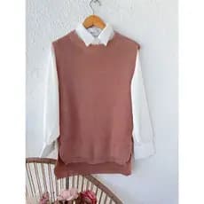conjunto 2pcs, #61 camisa com colete  trico  moda  feminina