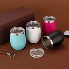 kit 5 Copo cuia Térmica 350ml Oferta Pro 304 Material de Segurança Isolamento Forma De Oval