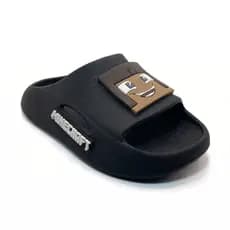 Chinelo Slide Nuvem Menino Mine Craft Confortável Macio Anatômico Antiderrapante Preto Azul Bege