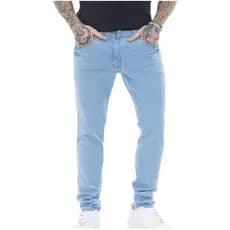 No.6 Calça Jeans Masculina Skinny Azul Claro Slim Fit Stretch Casual Confortável